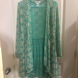 Green floral cardigan